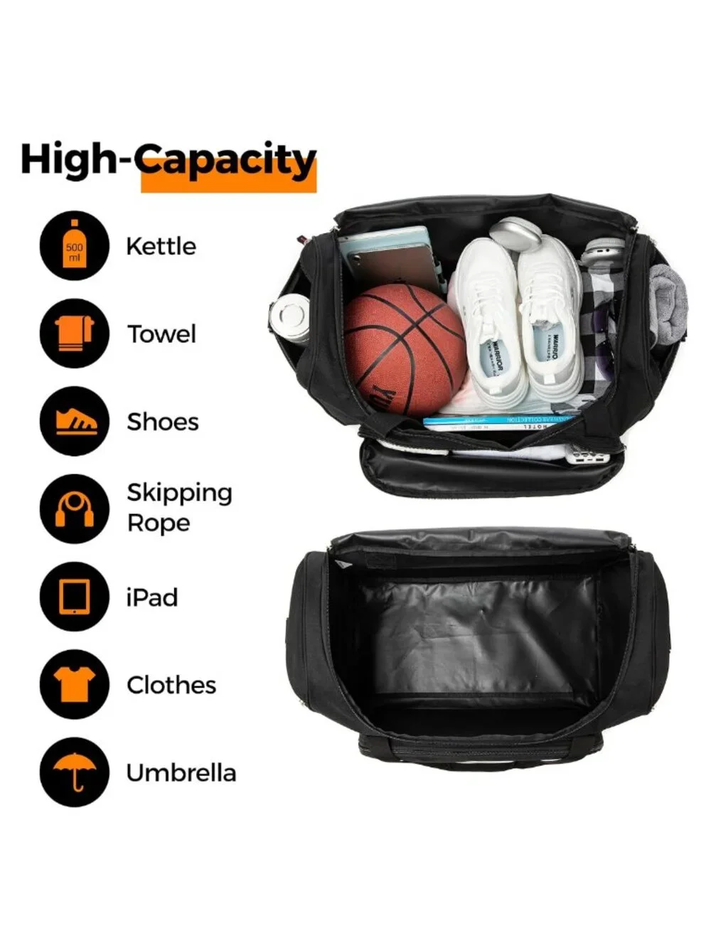 50L Polyester Duffle Bag Gym Travel Sports Weekender Carry On